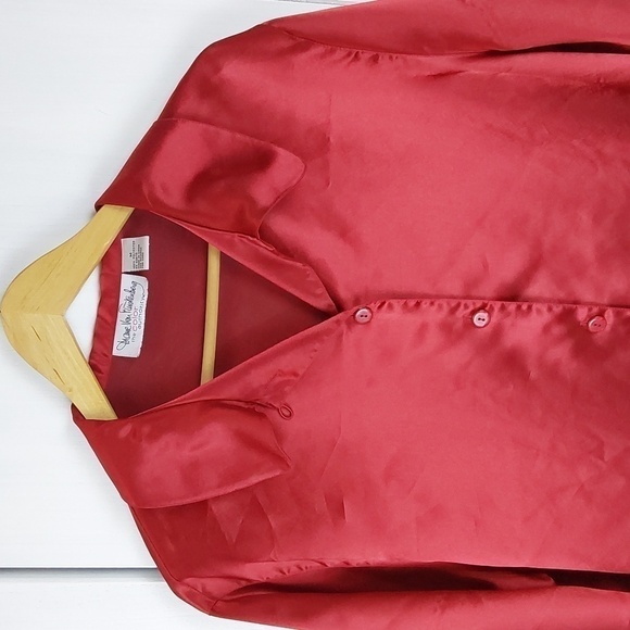 Diane Von Furstenberg Womens Red Satin Sleep Shirt Pajama Soft silky Sz.M - Picture 2 of 8